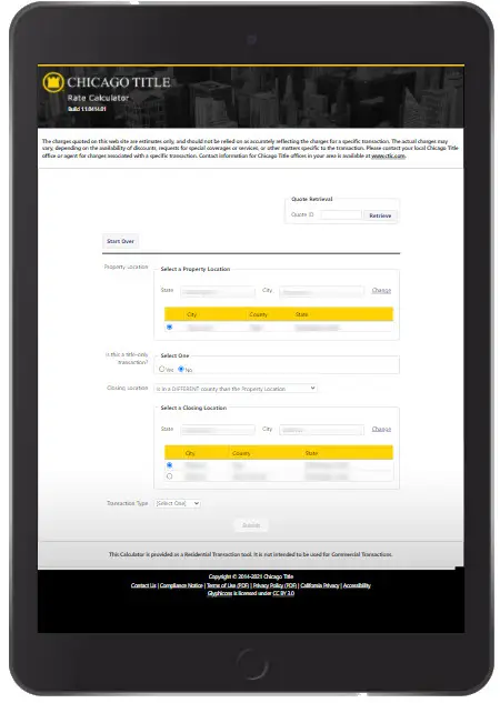 Title & Escrow Rates Calculator